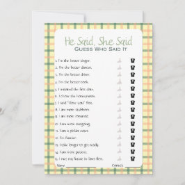 彼は彼女がブライダルシャワーゲームを言った 招待状