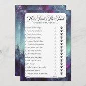 彼は彼女がブライダルシャワーゲームを言った 招待状 (正面/裏面)