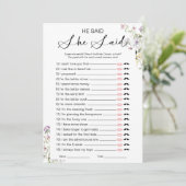 彼は彼女がブライダルシャワーゲームを言った 招待状 (スタンド正面)