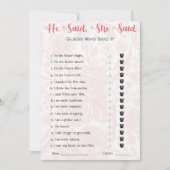 彼は彼女がブライダルシャワーゲームを言った 招待状 (正面)