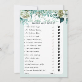 彼は彼女がブライダルシャワーゲームを言った 招待状