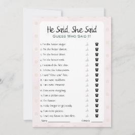 彼は彼女がブライダルシャワーゲームを言った 招待状