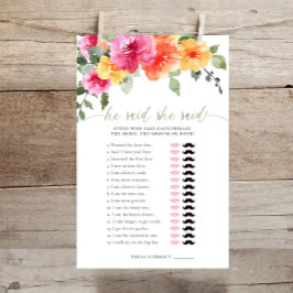 彼は彼女がブライダルシャワーゲームカラフルを言った