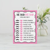 彼は彼女がブライダルシャワーゲームカードを言った (スタンド正面)