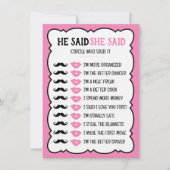 彼は彼女がブライダルシャワーゲームカードを言った (正面)