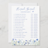 彼は彼女がブライダルシャワーゲームカードを言った 招待状 (正面)