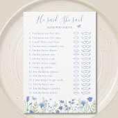 彼は彼女がブライダルシャワーゲームカードを言った 招待状