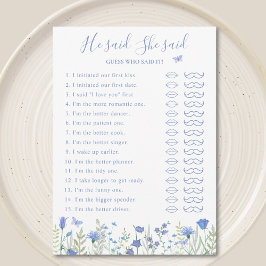 彼は彼女がブライダルシャワーゲームカードを言った 招待状