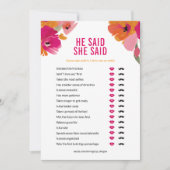 彼は彼女がブライダルシャワーゲームカードフローラと言った 招待状 (正面)