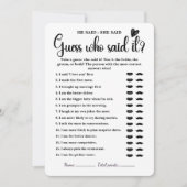 彼は彼女がブライダルシャワーゲームモダンの結婚 招待状 (正面)