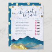 彼は彼女がブライダルシャワーモダンゲーム結婚を言った (正面/裏面)