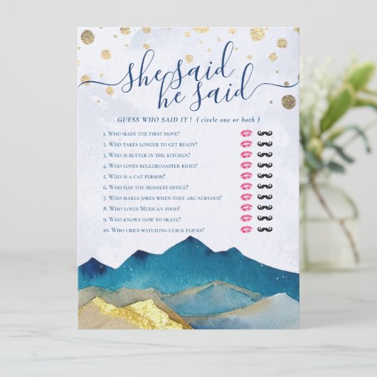 彼は彼女がブライダルシャワーモダンゲーム結婚を言った (スタンド正面)