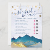 彼は彼女がブライダルシャワーモダンゲーム結婚を言った (正面)