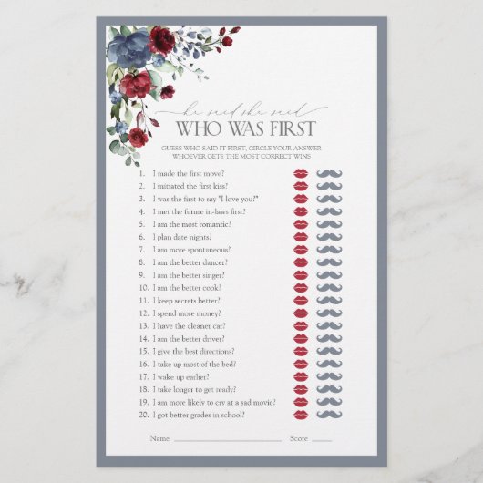 彼は彼女がブルーブルゴーニュのブライダルシャワーゲームを言った (正面)