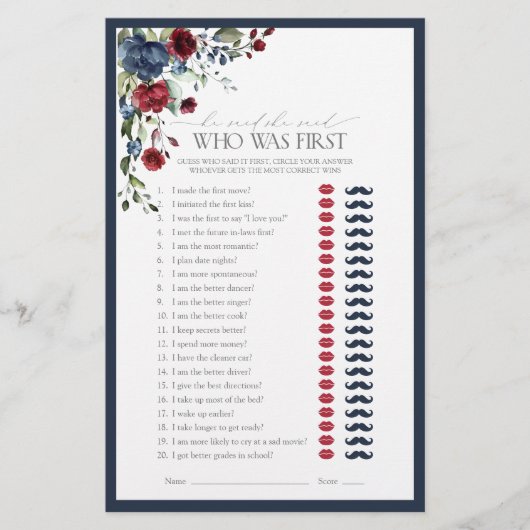 彼は彼女がブルーブルゴーニュのブライダルシャワーゲームを言った (正面)