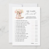 彼は彼女がブーツの泡立つブライダルシャワーゲームを言った 招待状 (正面)