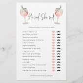 彼は彼女がワインのブライダルシャワーゲームを言った (正面)