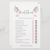 彼は彼女がワインのブライダルシャワーゲームを言った (正面/裏面)