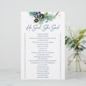 彼は彼女が冬のブライダルシャワーゲームを言った 便箋 (スタンド正面)