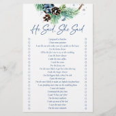 彼は彼女が冬のブライダルシャワーゲームを言った 便箋 (正面)