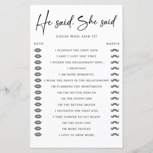 彼は彼女が婚約パーティゲーム結婚を言った (正面)