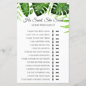 彼は彼女が熱帯ブライダルシャワーゲームを言った (正面)