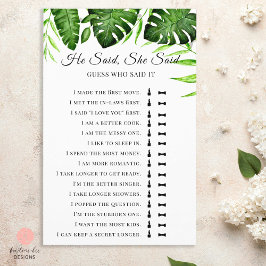 彼は彼女が熱帯ブライダルシャワーゲームを言った