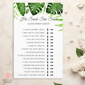 彼は彼女が熱帯ブライダルシャワーゲームを言った