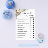 彼は彼女が言った冬のブライダルシャワーゲームカード チラシ (シングル)