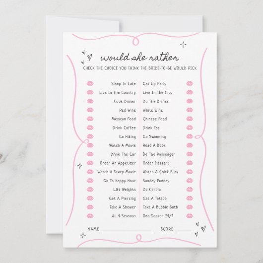 彼は彼女が言った&彼女はゲームのカードの方がいいと言った 招待状 (裏面)