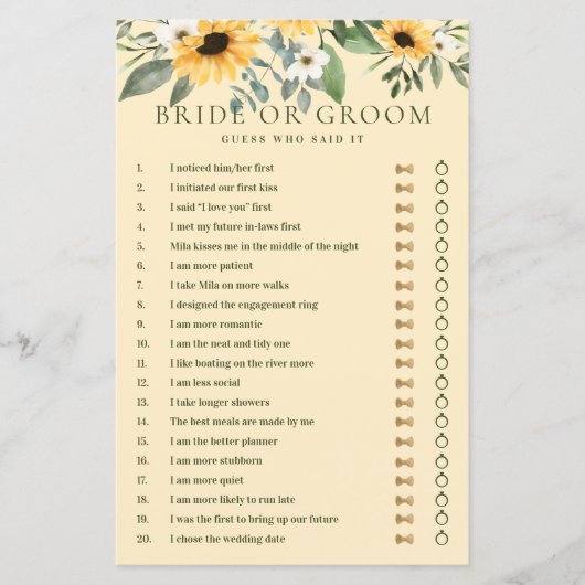 彼は彼女が黄色いフローラひまわりゲームを言った (正面)