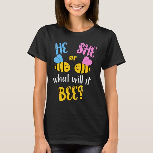 彼は彼女それが何を明らかにする男の子の女の子Bab Tシャツ (正面)