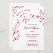 彼は彼女に蝶を与える | サクラ ブライダルシャワー 招待状 (正面/裏面)