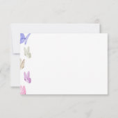 彼は彼女に蝶を与える  ブライズシャワー サンキューカード (裏面)