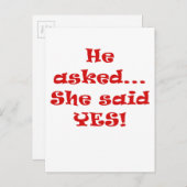 彼は彼女に賛成しました尋ねました 案内ポストカード (正面/裏面)