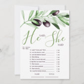 彼は彼女はオリーブの枝のブライダルシャワーと言った 招待状 (正面)