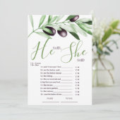 彼は彼女はオリーブの枝のブライダルシャワーと言った 招待状 (スタンド正面)