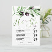 彼は彼女はオリーブの枝のブライダルシャワーインヴィと言った 招待状 (スタンド正面)