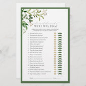 彼は彼女はオリーブグリーンのブライダルシャワーゲームを言った (正面/裏面)