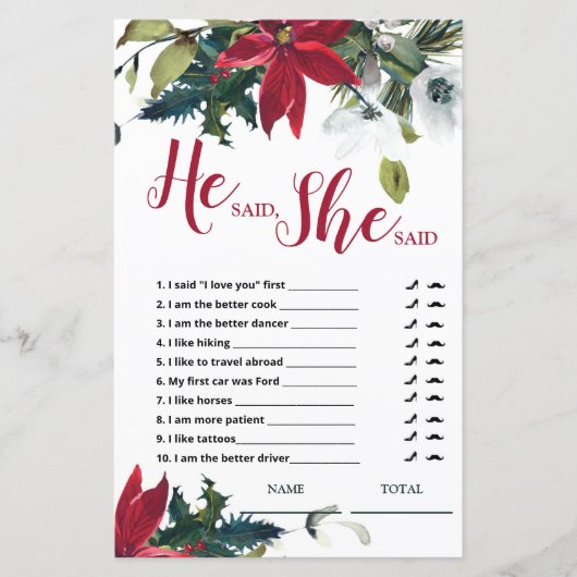 彼は彼女はクリスマスポインセチアブライダルゲームを言った (正面)
