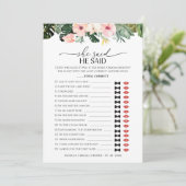 彼は彼女はゲームの熱帯ブライダルシャワーカードを言った 招待状 (スタンド正面)