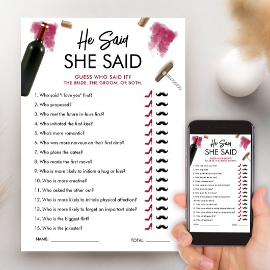 彼は彼女はゲームカードワインブライダルシャワーと言った 招待状