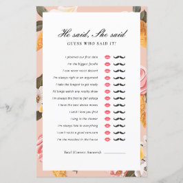 彼は彼女はスクープブライダルシャワーゲームと言った