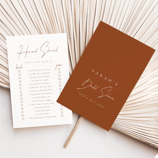 彼は彼女はテラコッタのブライダルシャワーゲームを言った