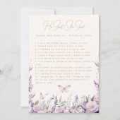 彼は彼女はトリビア蝶のブライダルゲームを言った 招待状 (正面)