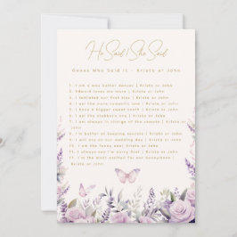 彼は彼女はトリビア蝶のブライダルゲームを言った 招待状