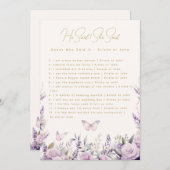 彼は彼女はトリビア蝶のブライダルゲームを言った 招待状 (正面/裏面)