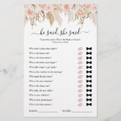 彼は彼女はパンパスグラスブライダルシャワーゲームと言った (正面)