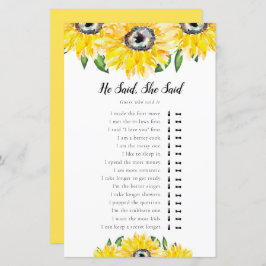 彼は彼女はヒマワリのブライダルシャワーゲームを言った