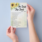 彼は彼女はヒマワリのブライダルシャワーゲームカードと言った チラシ (ハンドル)